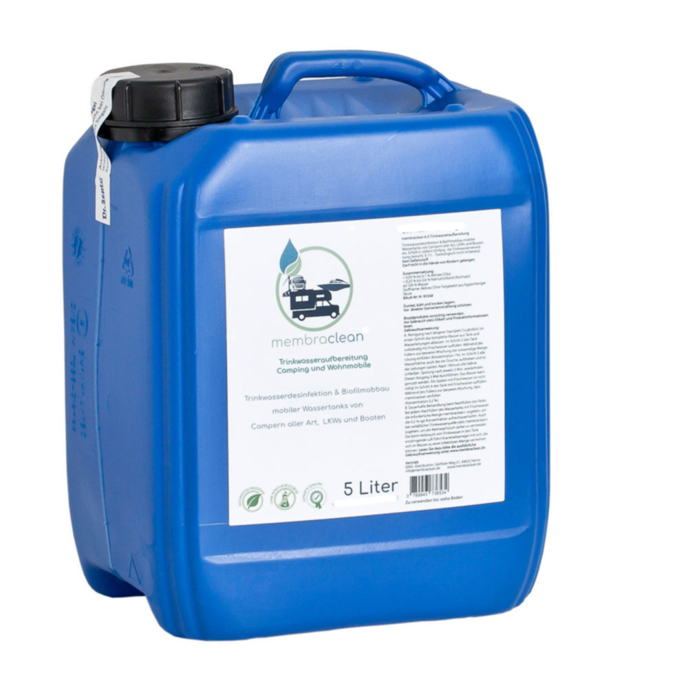 membraclean+ Wasseraufbereitung, Desinfektion für Camping & Wohnmobile, 5L, UV